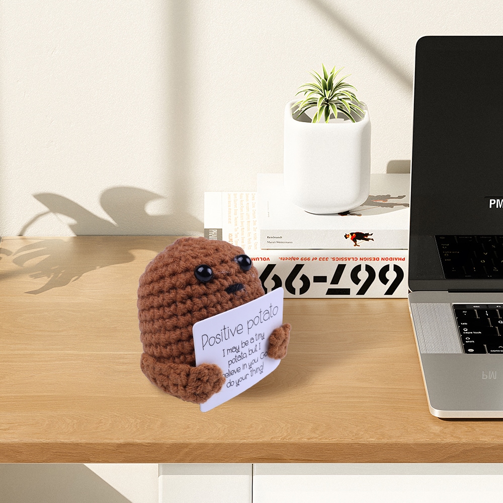 Positive Potato – Stickad potatis med motiverande budskap / Potatisfigur