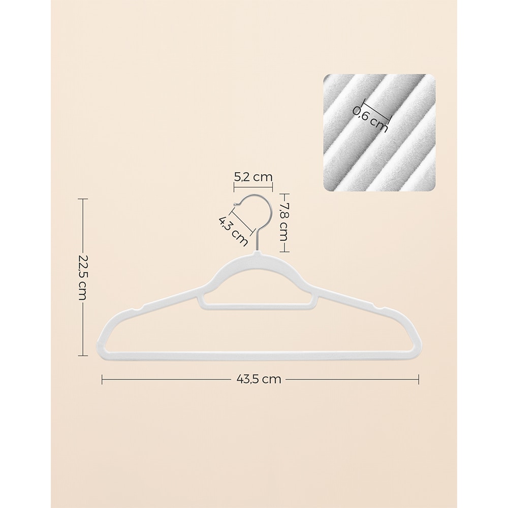 Galgar med sammet och 360° roterbar krok - 50-pack