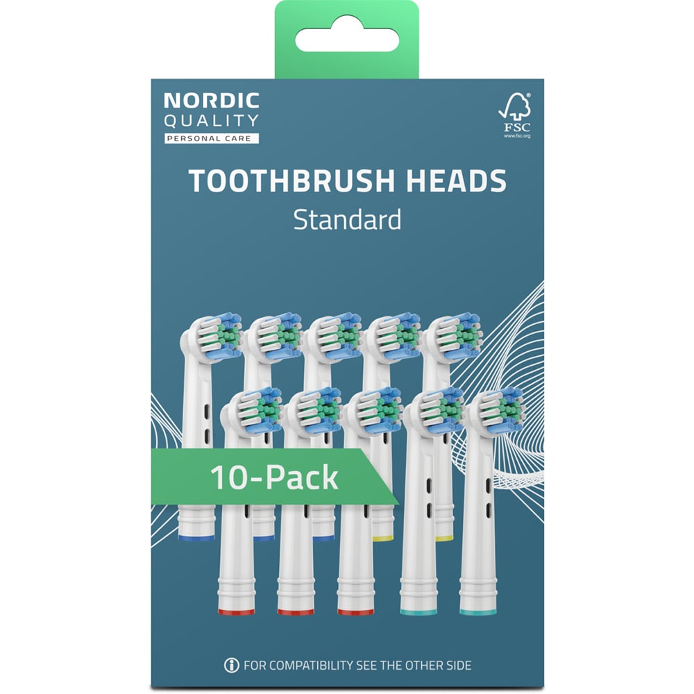 Nordic Quality Tannbørstehode for Oral-B 10-pakning