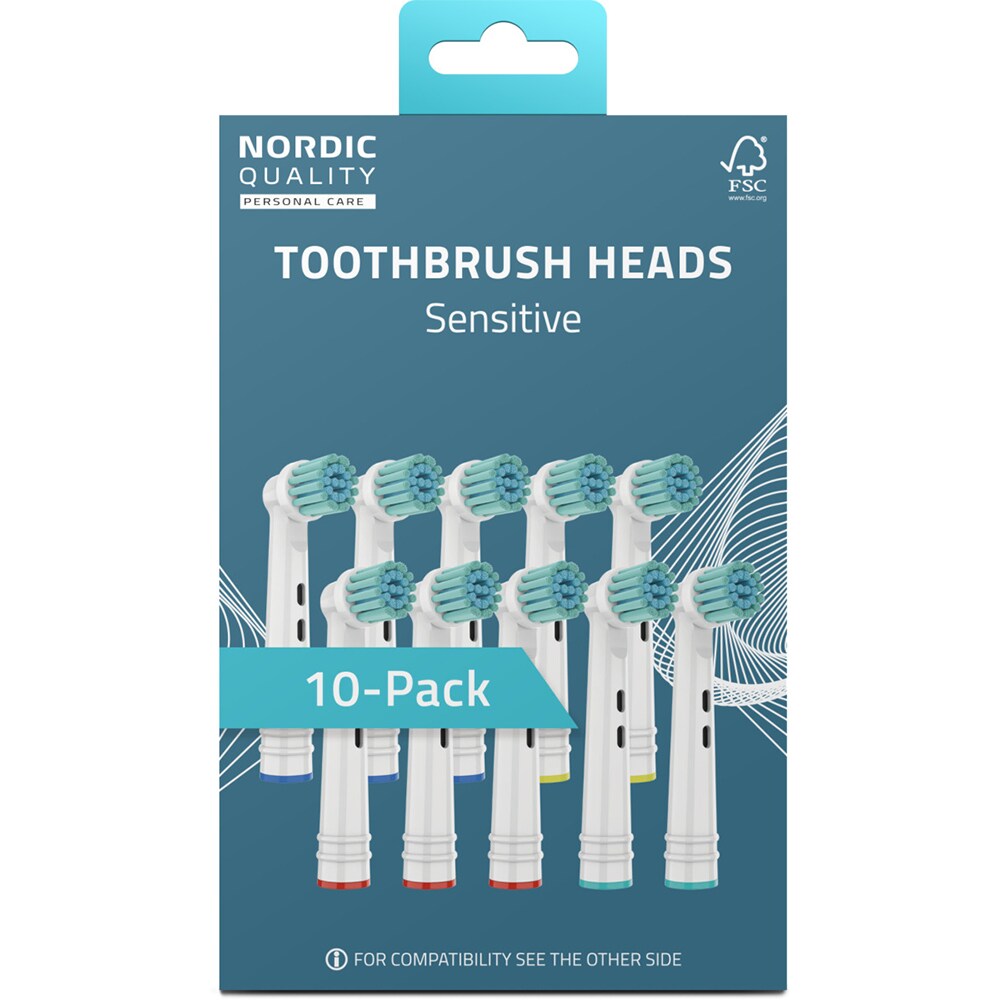 Nordic Quality Tannbørstehode Sensitive to Oral-B 10-pakning