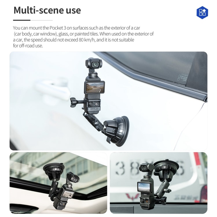 Fäste med sugpropp till DJI Osmo Pocket 3 för stabil montering