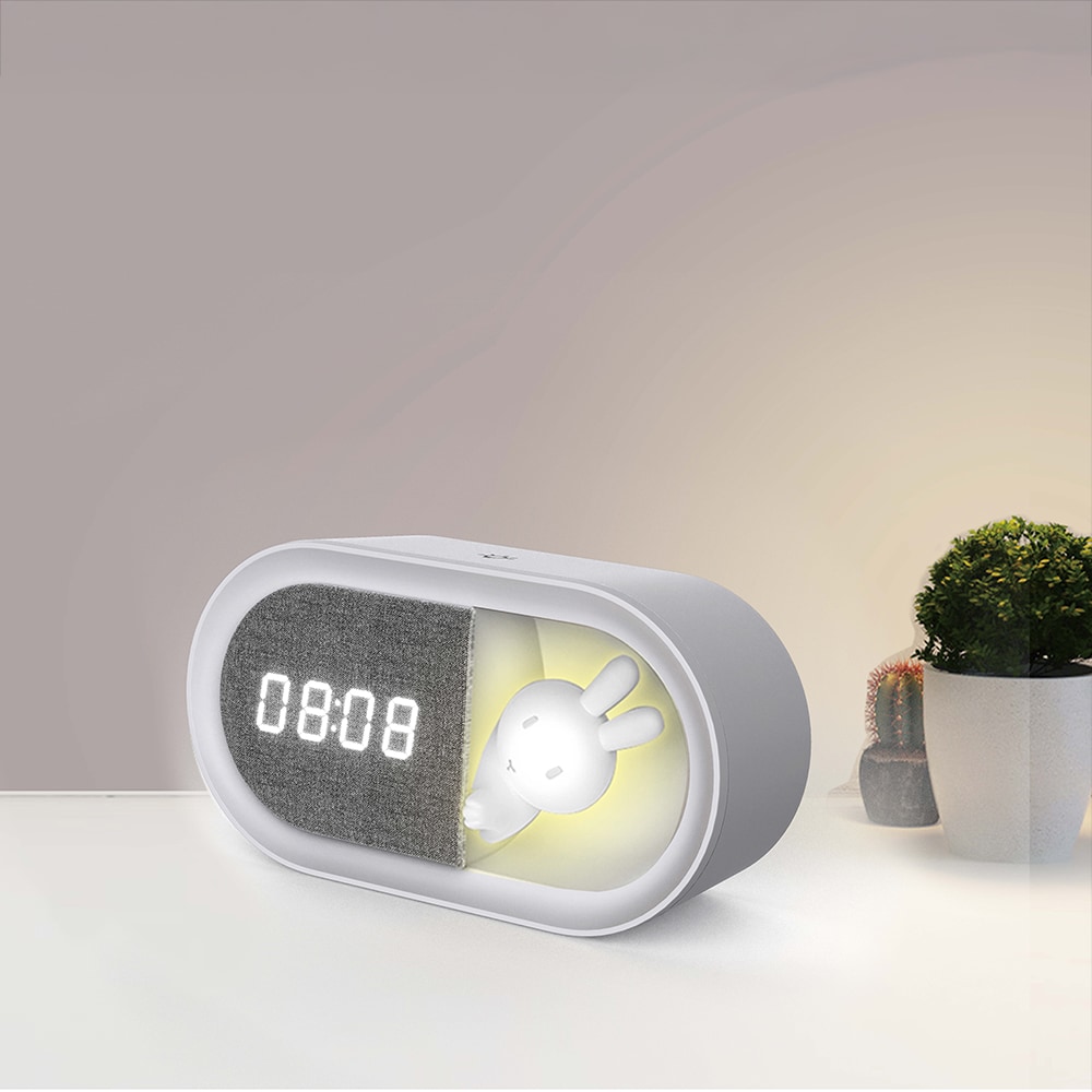 Forverer LED Väckarklocka med nattbelysning - Bunny/Vit