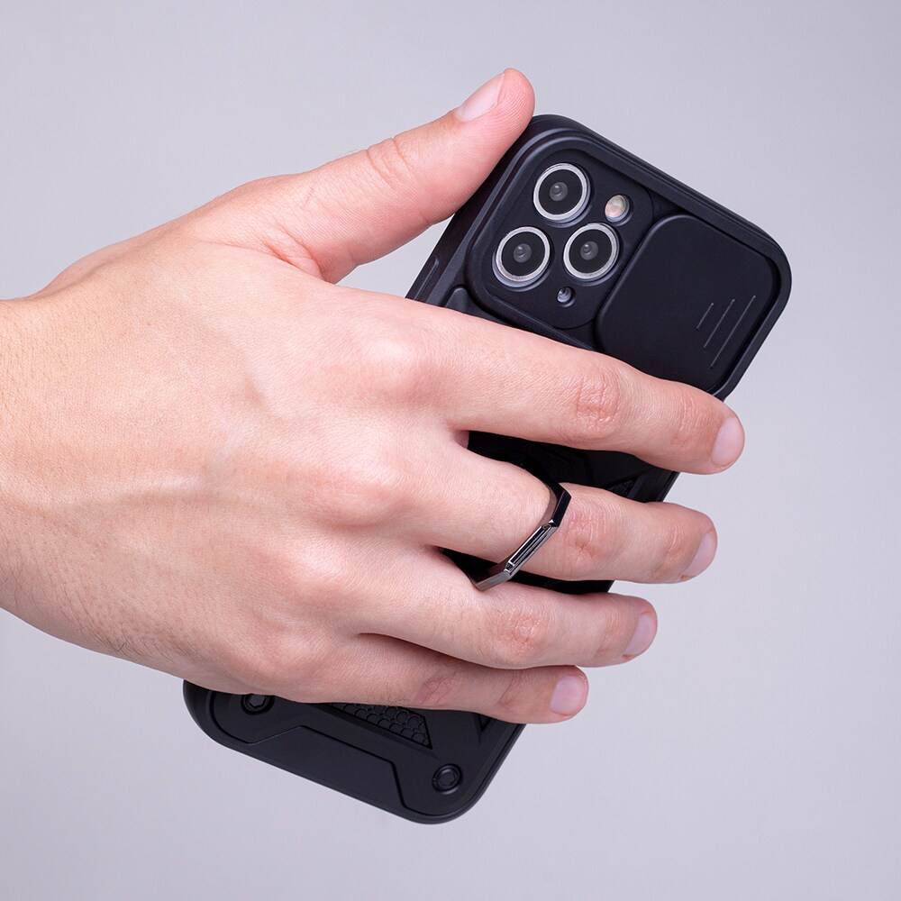 Bagcover med kamerabeskyttelse og mobilring til Samsung Galaxy M35 5G - Sort