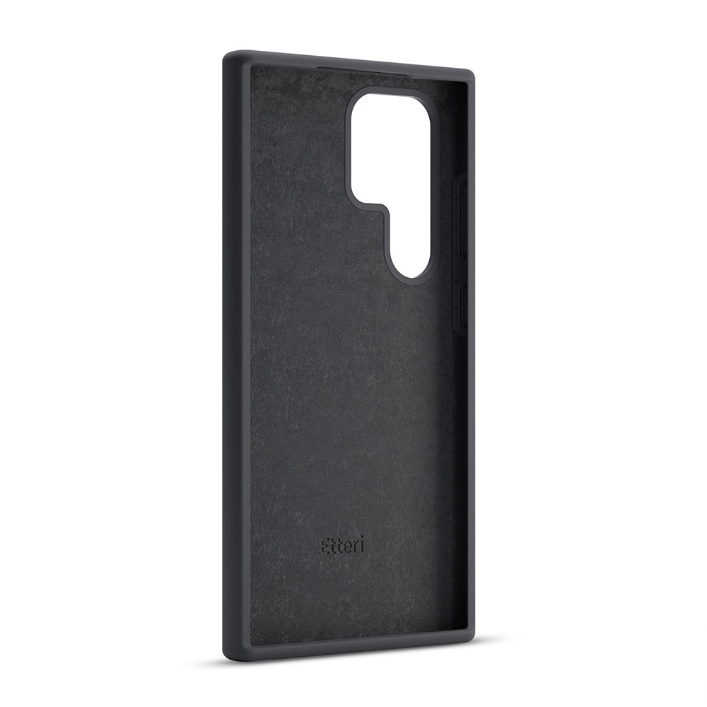 Etteri silikoneetui med mikrofiberforing til Samsung Galaxy S25 Ultra - Sort