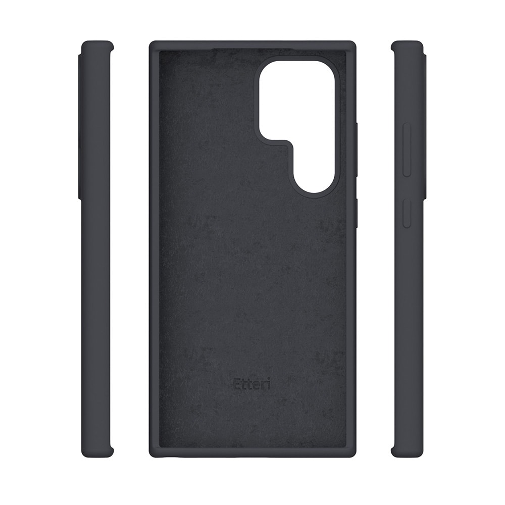 Etteri silikoneetui med mikrofiberforing til Samsung Galaxy S25 Ultra - Sort