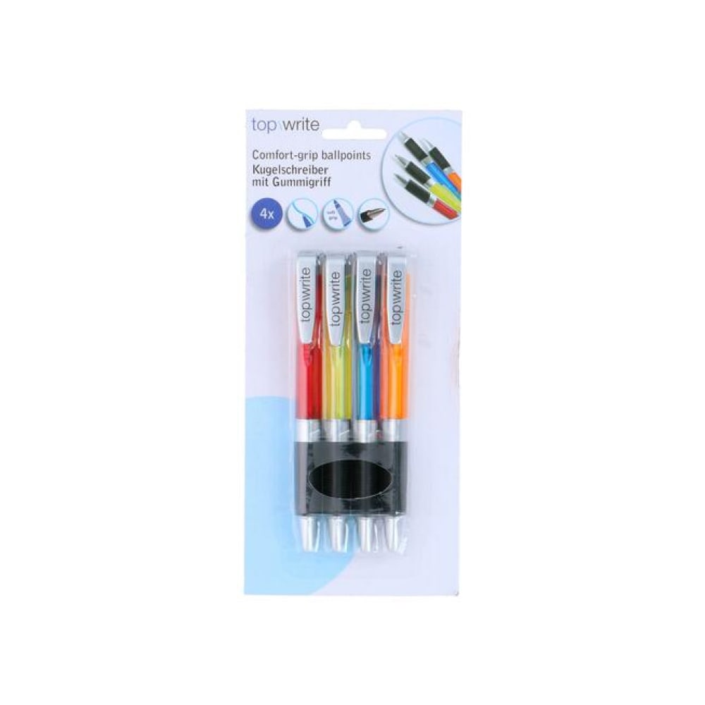 Ballpoint-pennor med gummigrepp - 4-pack