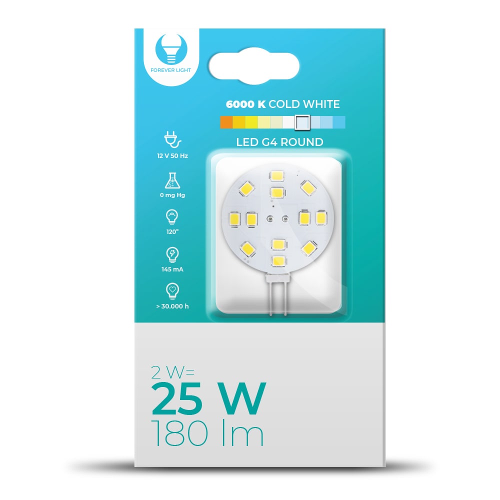 Forever LED-lampa G4  2W 12V 6000K 180lm
