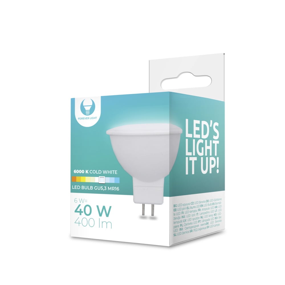 Forever LED-lampa GU5,3 MR16 6W 12V 6000K 400lm
