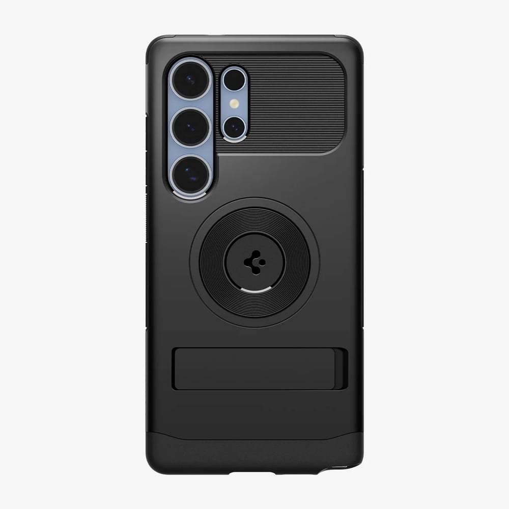 Spigen Slim Armor Mag MagSafe-skydd till Samsung Galaxy S25 med stativfunktion - Svart