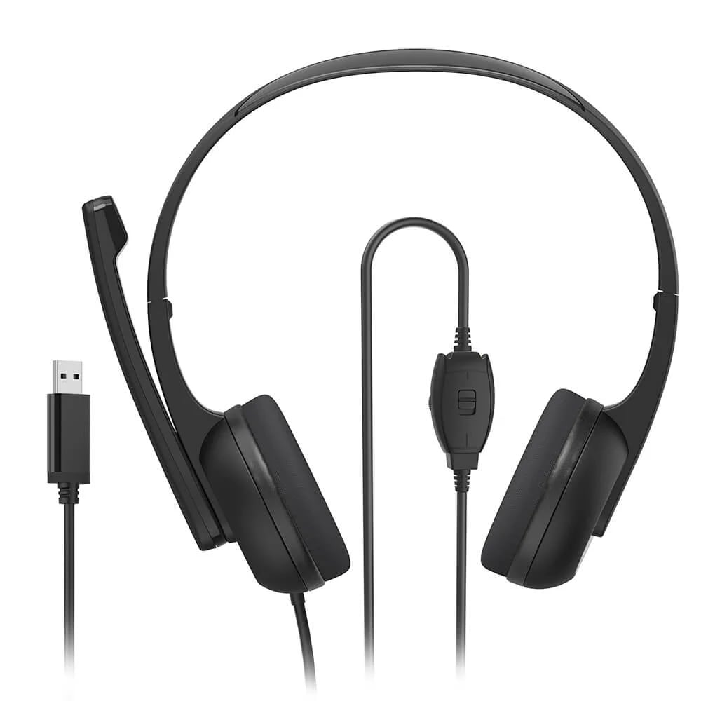 Hama HS-USB250 V2 On-Ear Kontorsheadset med  USB-kontakt - Svart