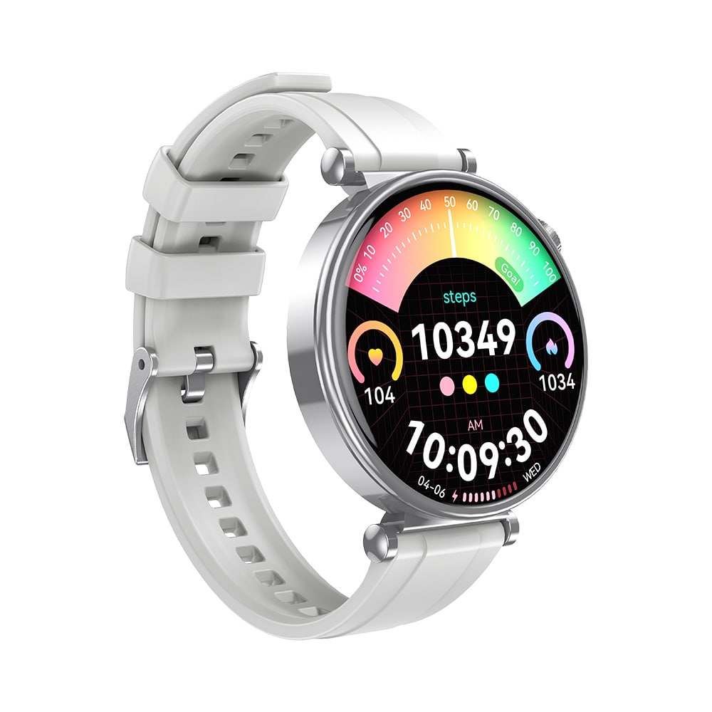 XO GT4 Mini smartwatch med 1,32" AMOLED-skärm och IP68-klassning - Silver