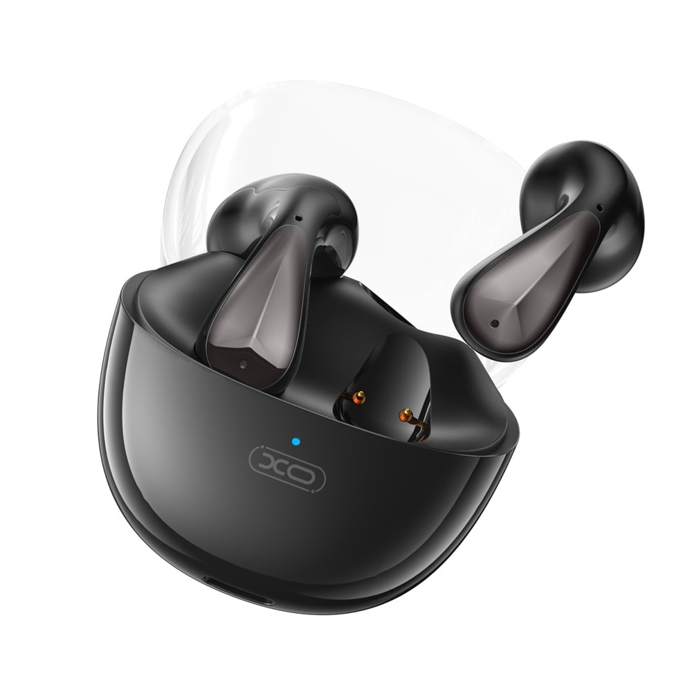 XO TWS Bluetooth-headset med laddningsetui och mikrofon - Svart