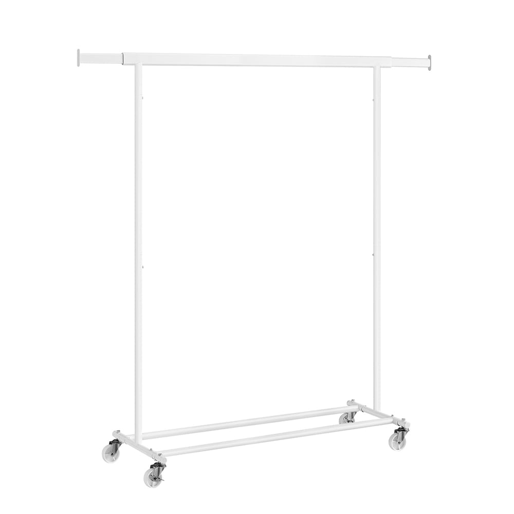 Klädställ på hjul med utdragbar hängskena och 100 kg lastkapacitet - Vit