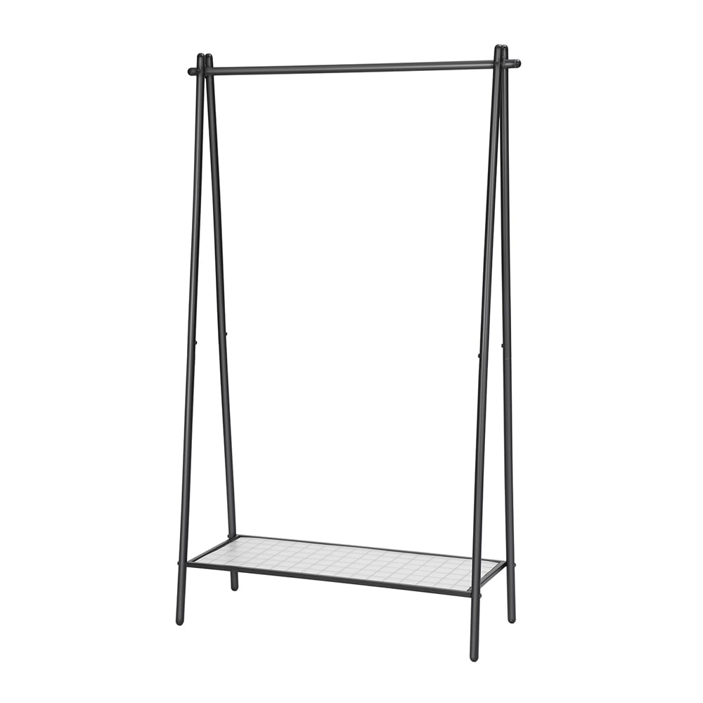 Klädställ med skohylla och stabil stålram – Mattsvart