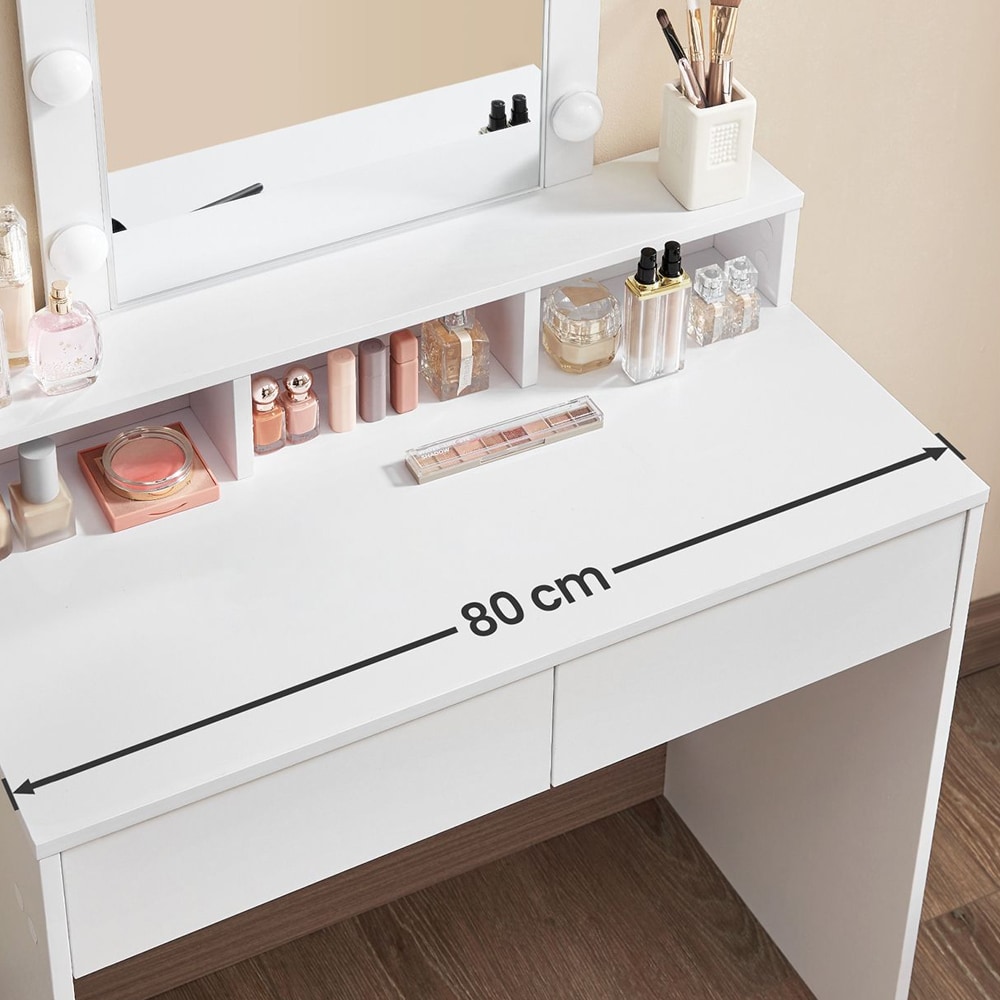 Sminkbord med LED-spegel och justerbar ljusstyrka