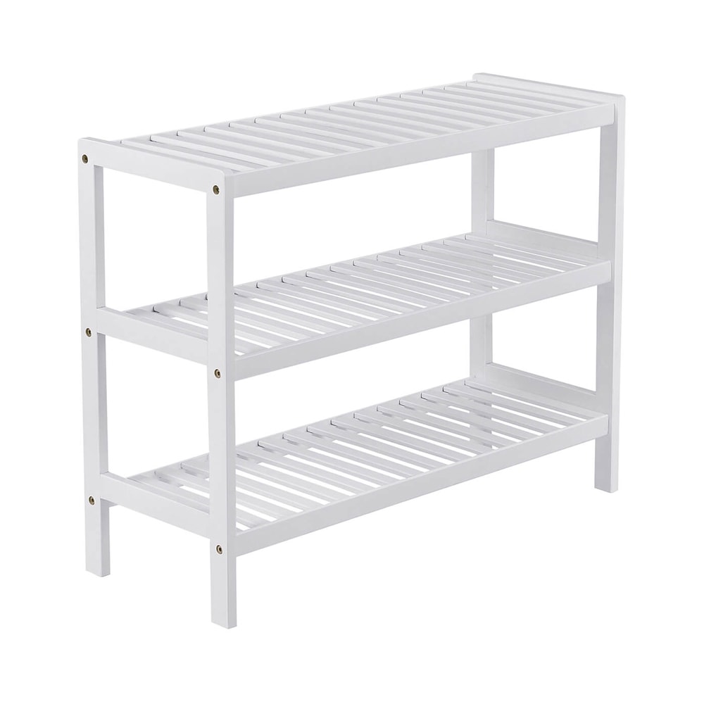Skoställ med 3 hyllor i bambu - Vit