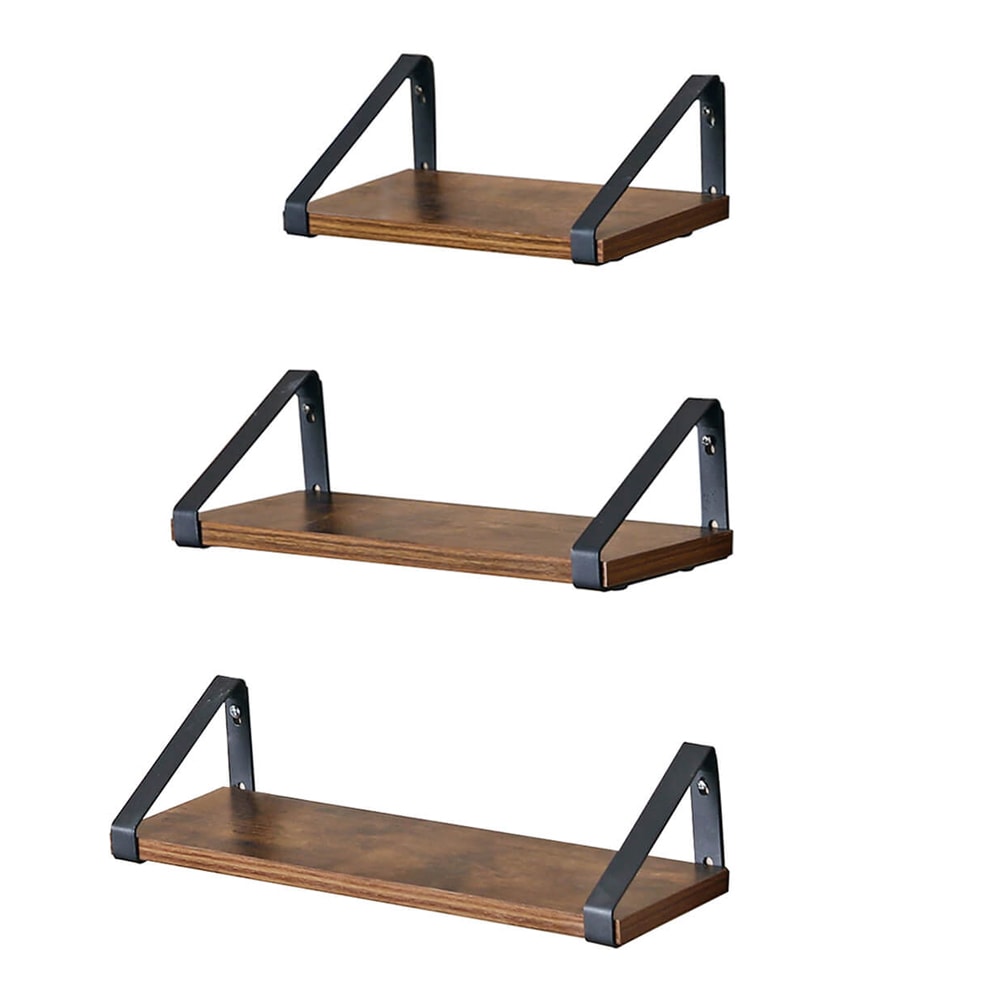 Vägghylla med vändbara konsoler 3-pack Brun/Svart