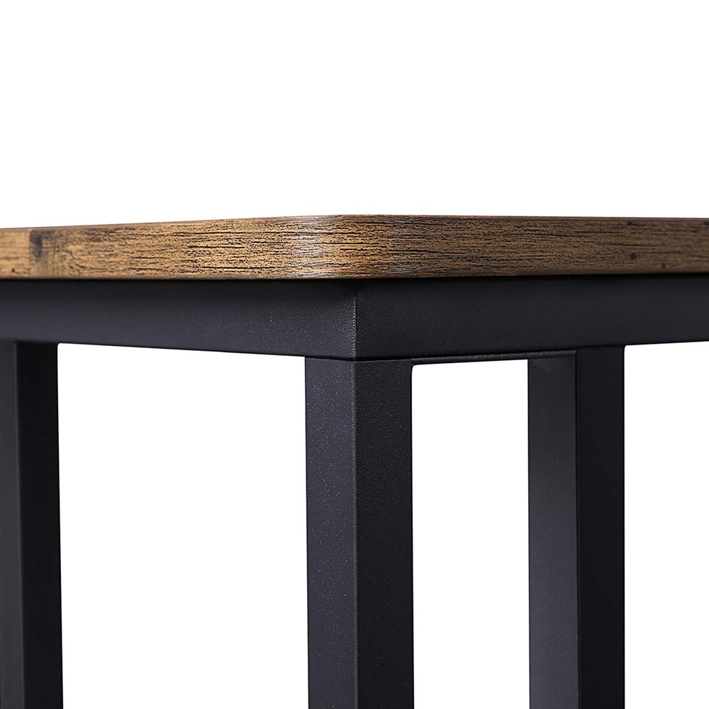 Sidobord med hjul och industriell design i brun/svart