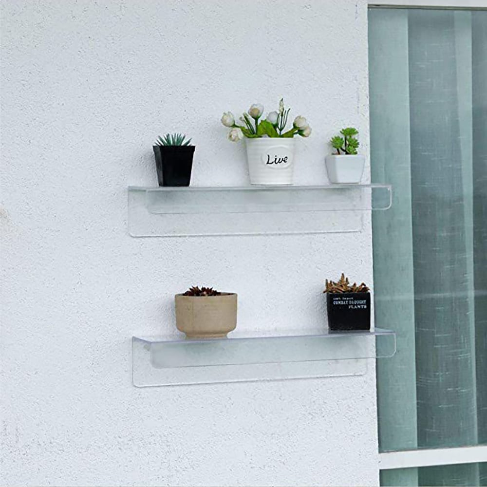 Vägghylla i klarplast 38x10,6x5,3cm 2-pack