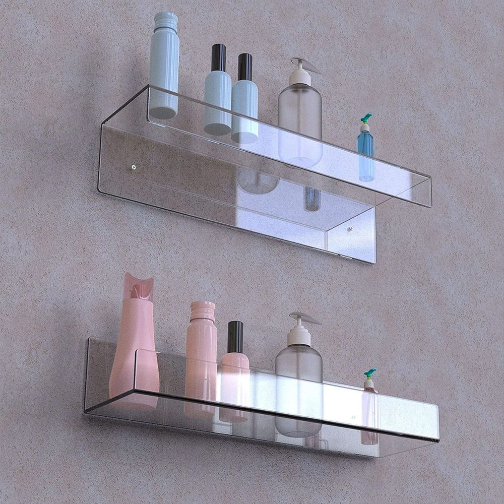 Vägghylla i klarplast 38x10,6x5,3cm 2-pack
