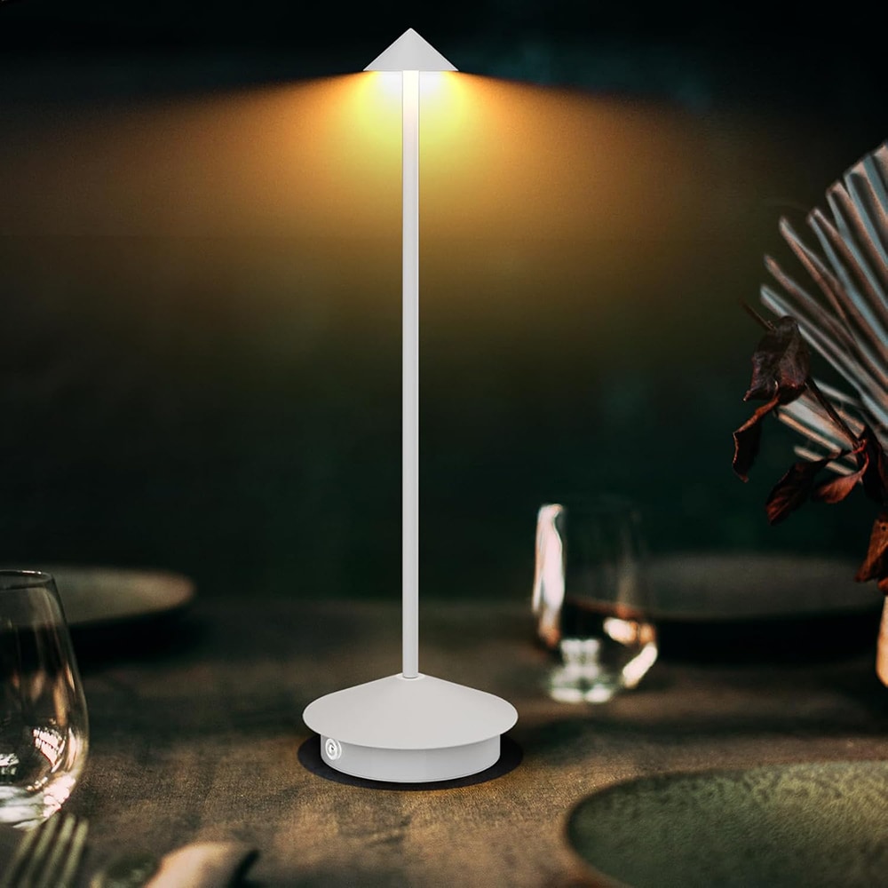 LED-bordslampa i aluminium med justerbar ljusstyrka och USB-laddning - Vit