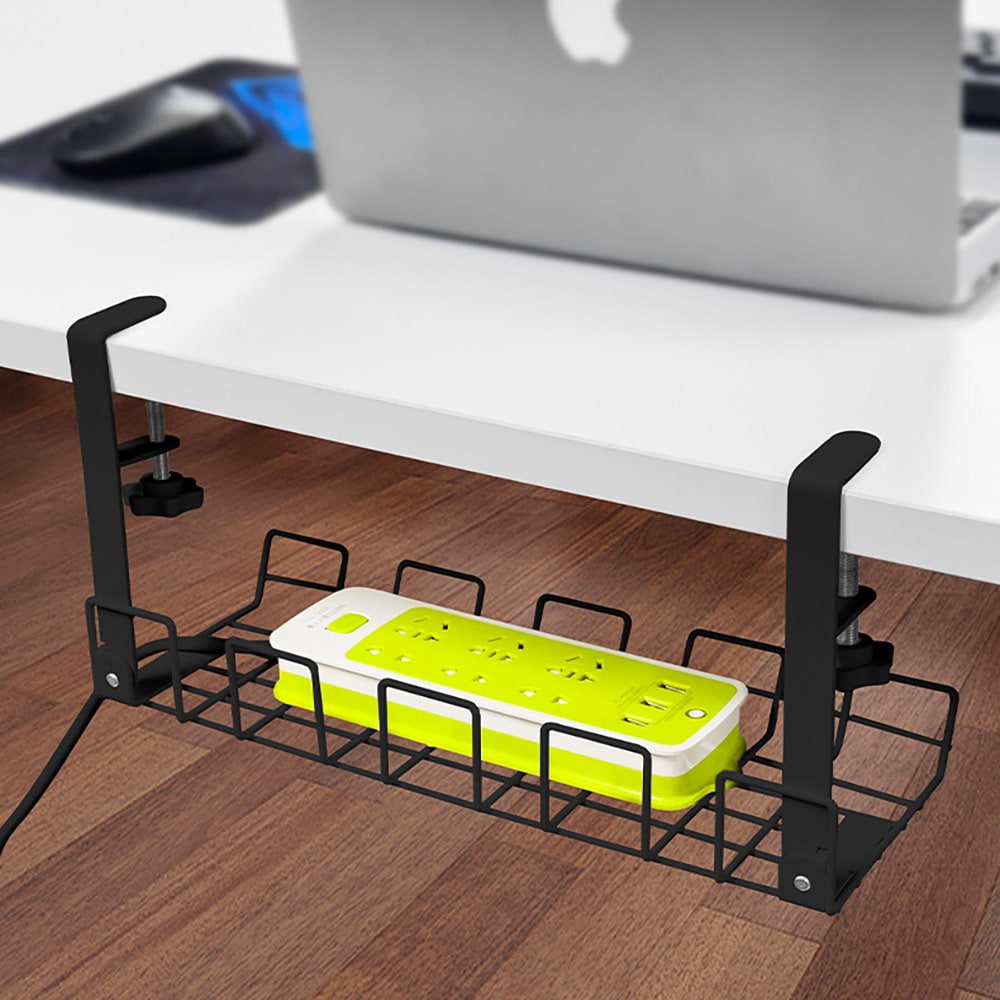 Kabelkanal i stål till skrivbord - Svart