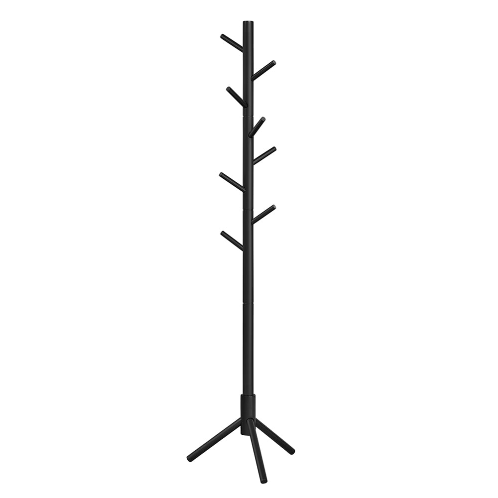 Fristående klädhängare i trä – 175 cm, svart med 8 krokar