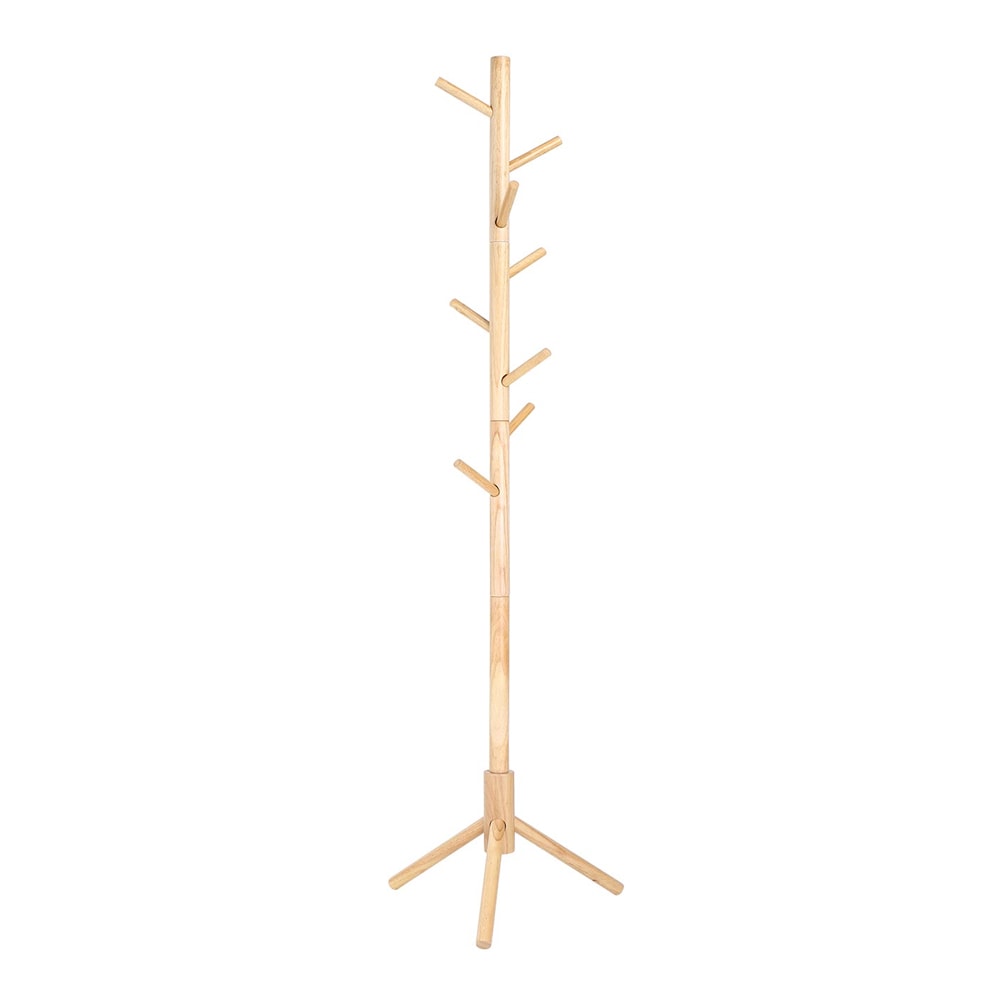 Fristående klädhängare i trä – 175 cm, med 8 krokar