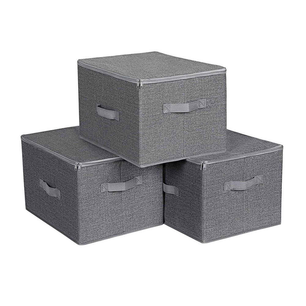 Hopfällbara förvaringslådor i filttyg 3-pack 40 x 30 x 25 cm