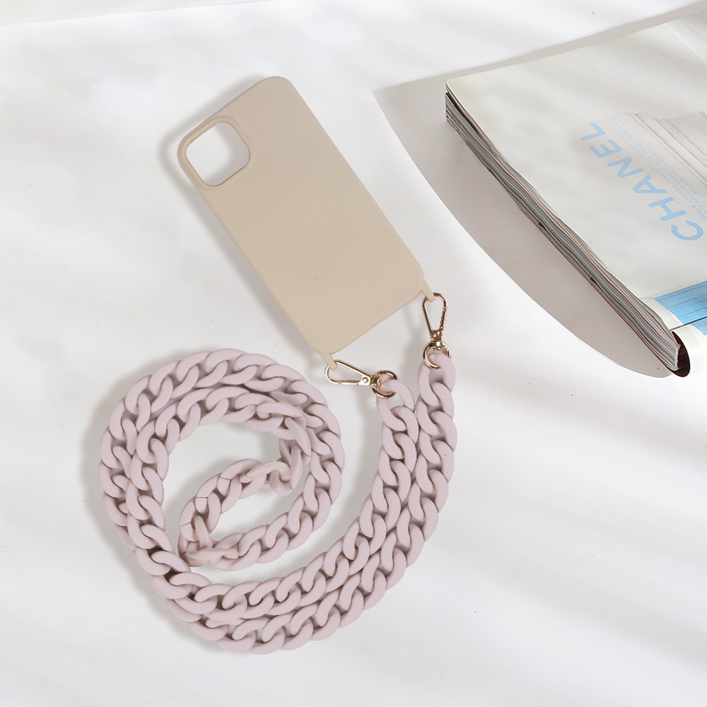 Mobiletui med bærestrop til iPhone 14 - Beige