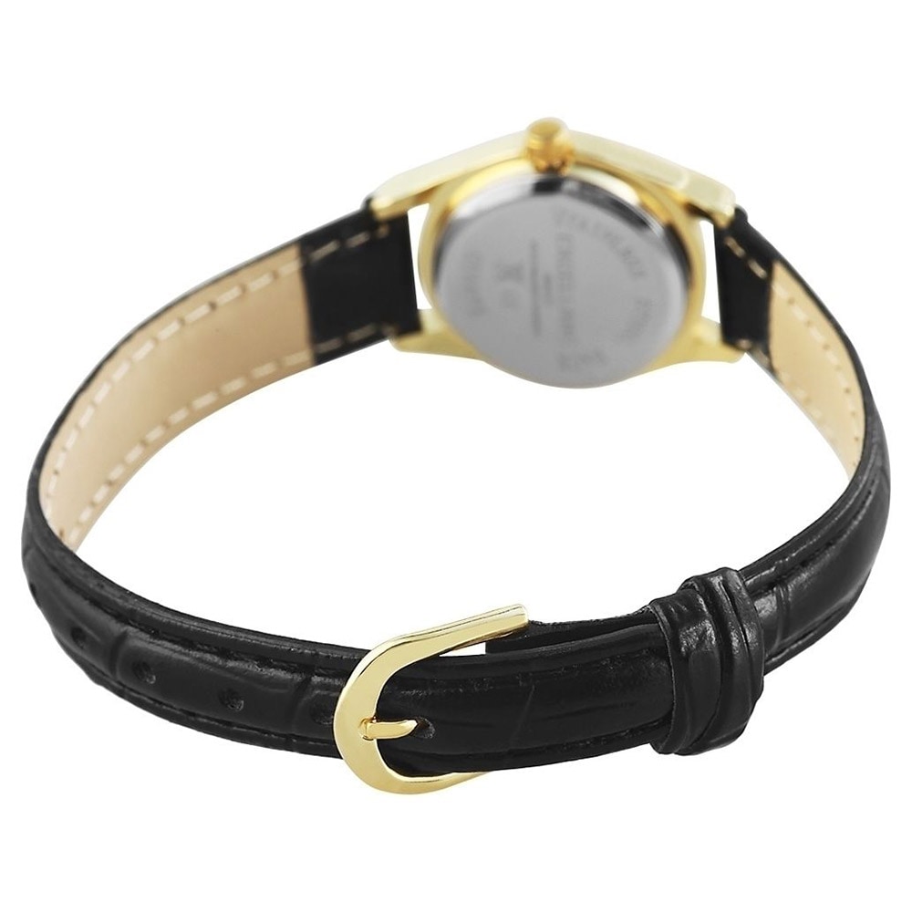 Excellanc damklocka med armband i konstläder – svart/guld med klassisk stil