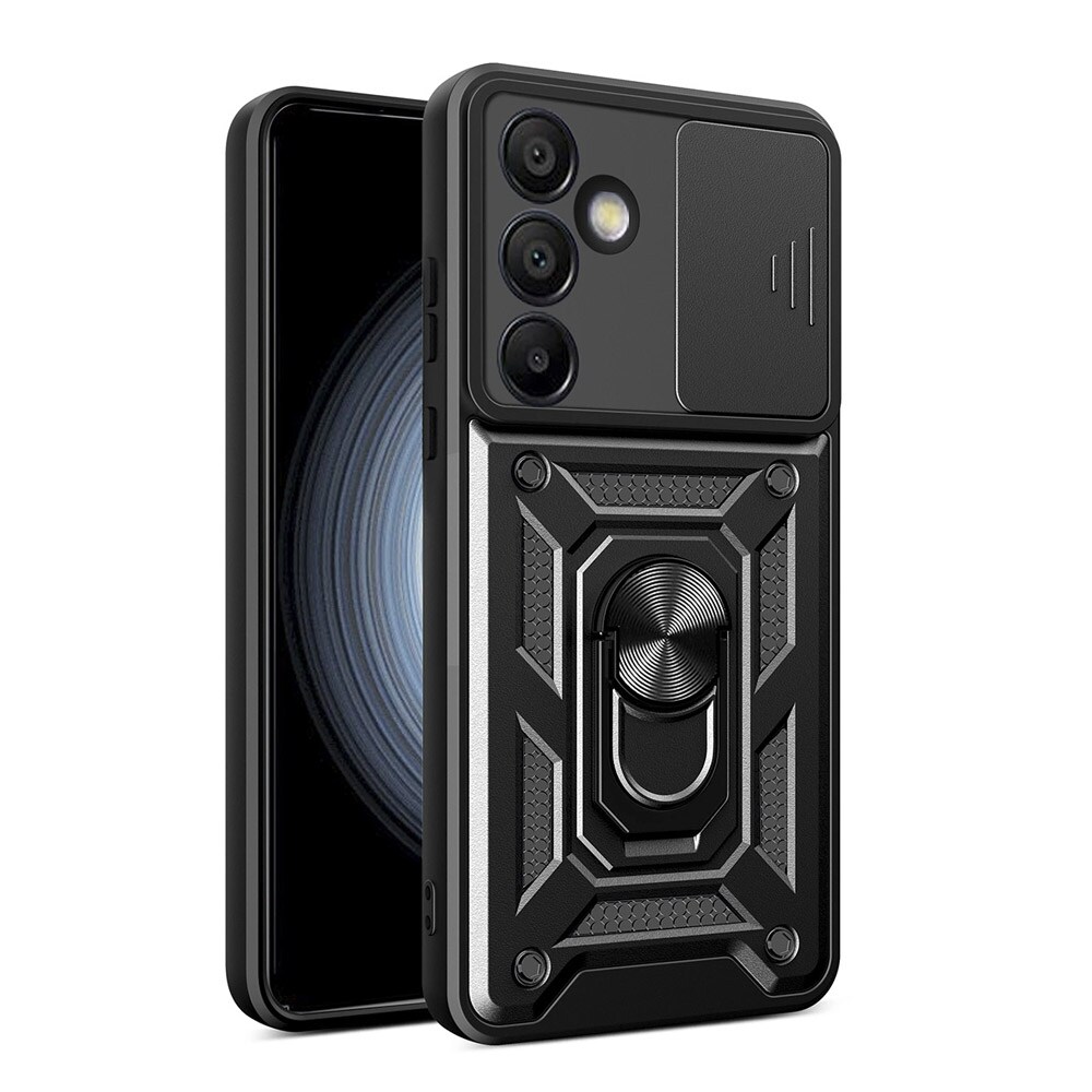 Hybrid Armor Camshield Skal med mobilring och kameraskydd till Samsung Galaxy A36 - Svart