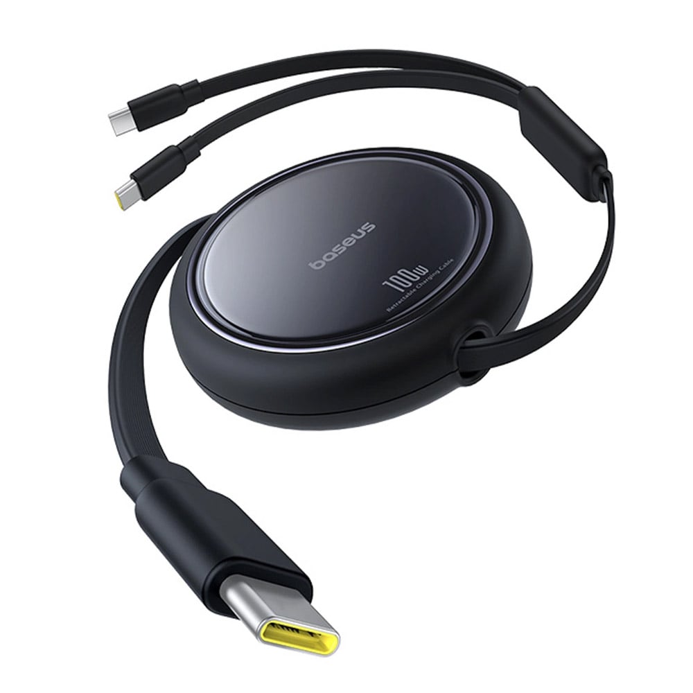 Baseus Bright Mirror Series 2i1 USB-C-kabel med utdragbar kabel 100W 1m - Svart