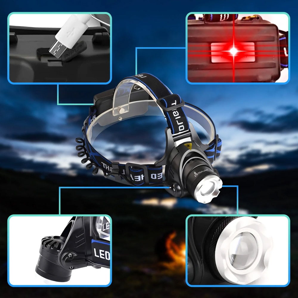 LED-pannlampa med uppladdningsbart batteri, 10W, 300 lm, justerbart lamphuvud