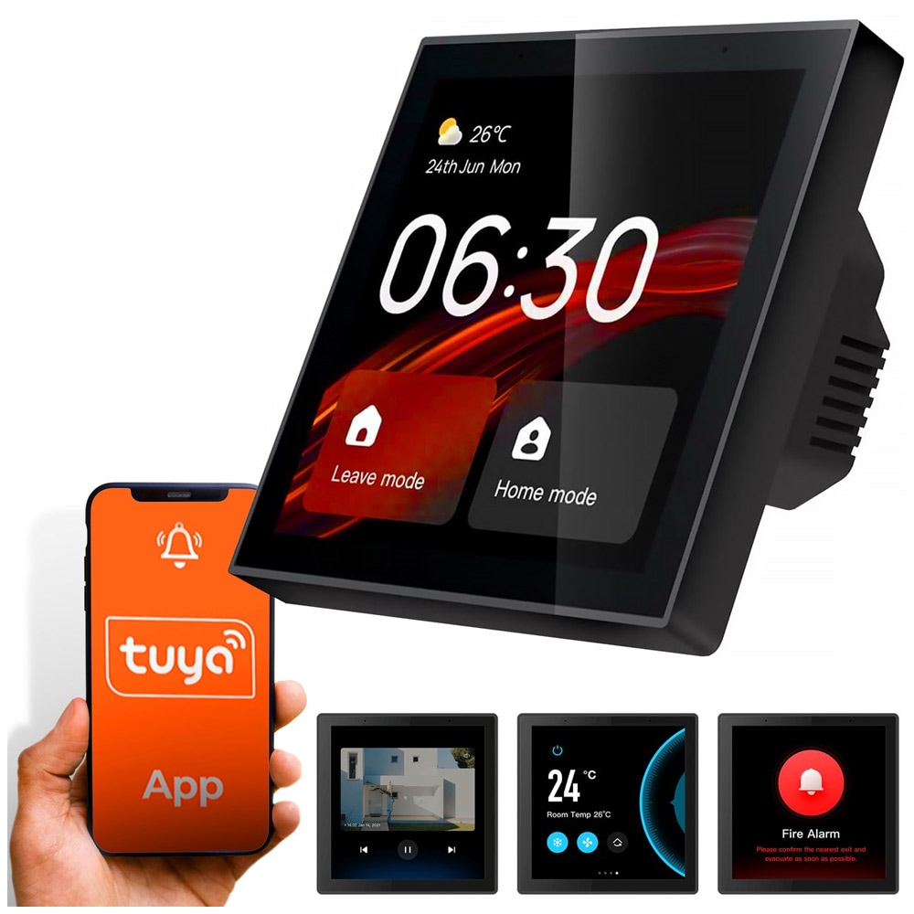 Smart kontrollpanel med touchskärm, Wi-Fi, Bluetooth och Zigbee för väggmontering