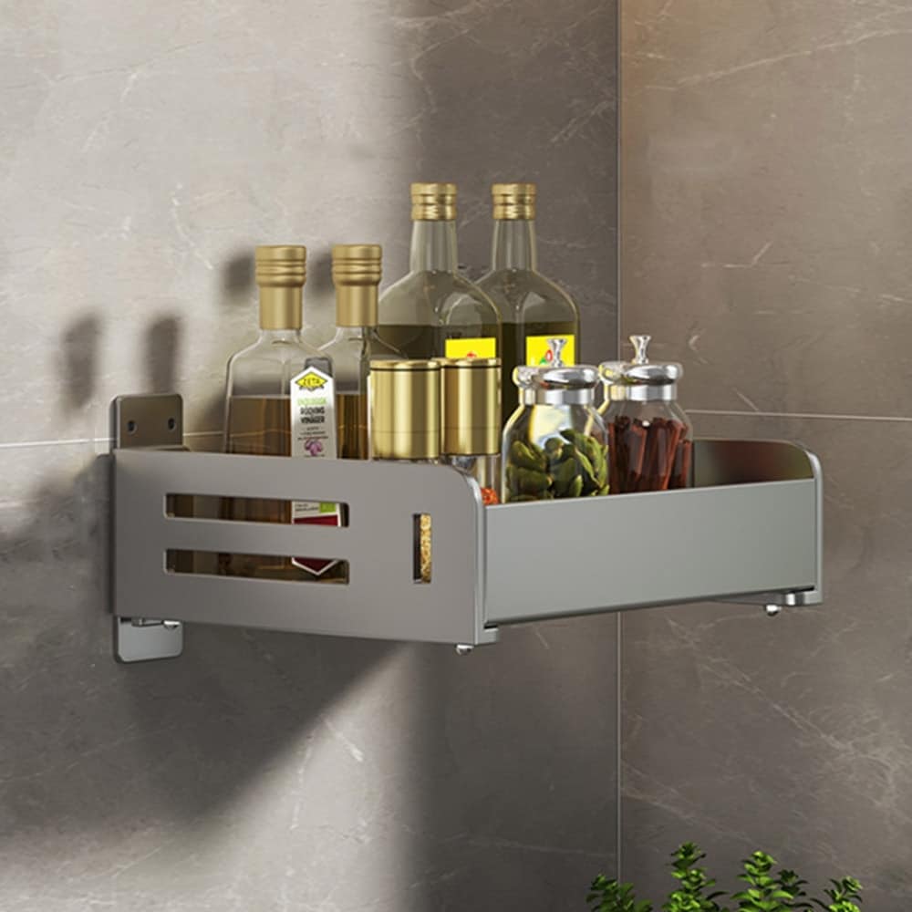 Kökshylla i metall 20 cm – Väggmonterad – Med skyddsräcke