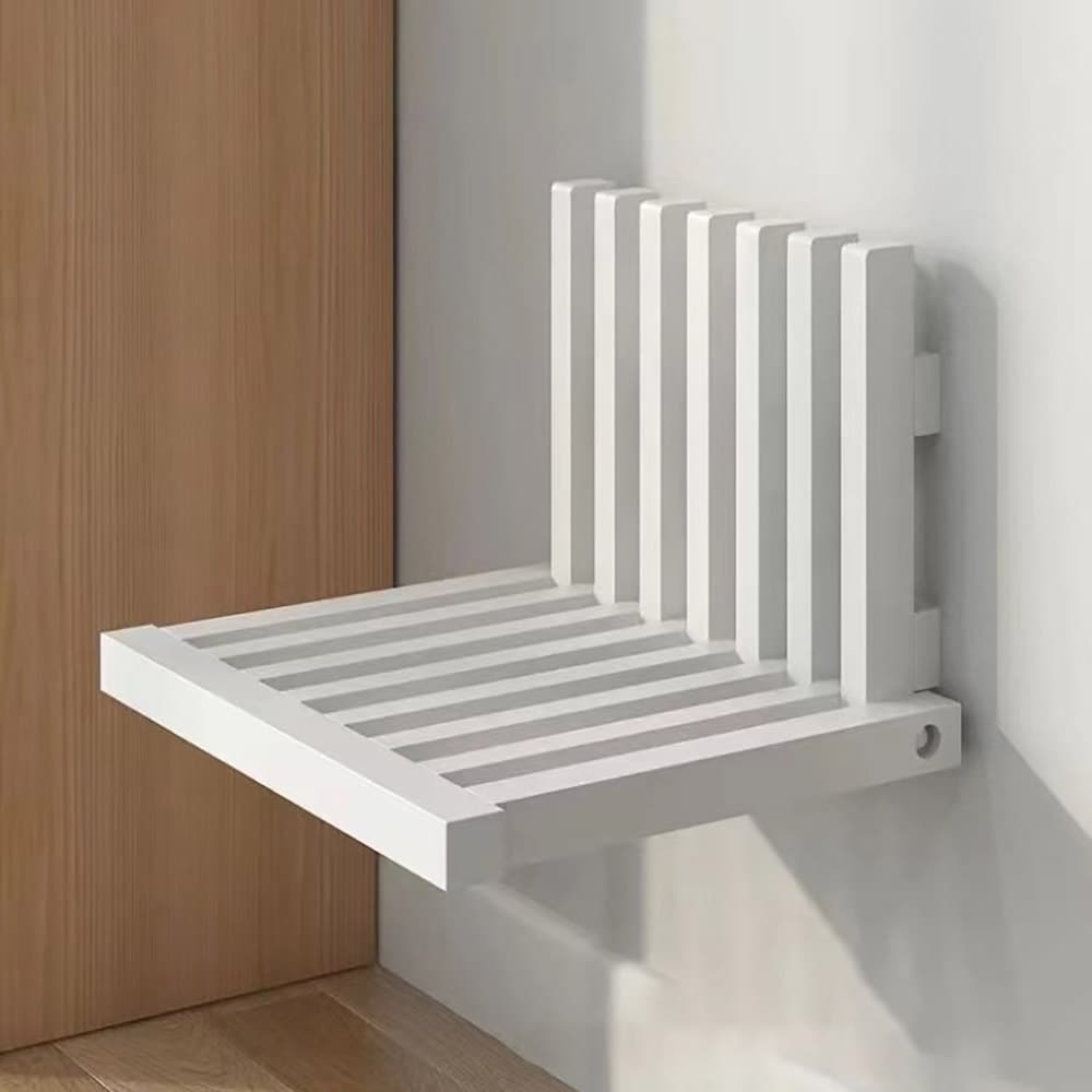 Väggmonterad fällstol i trä - Vit