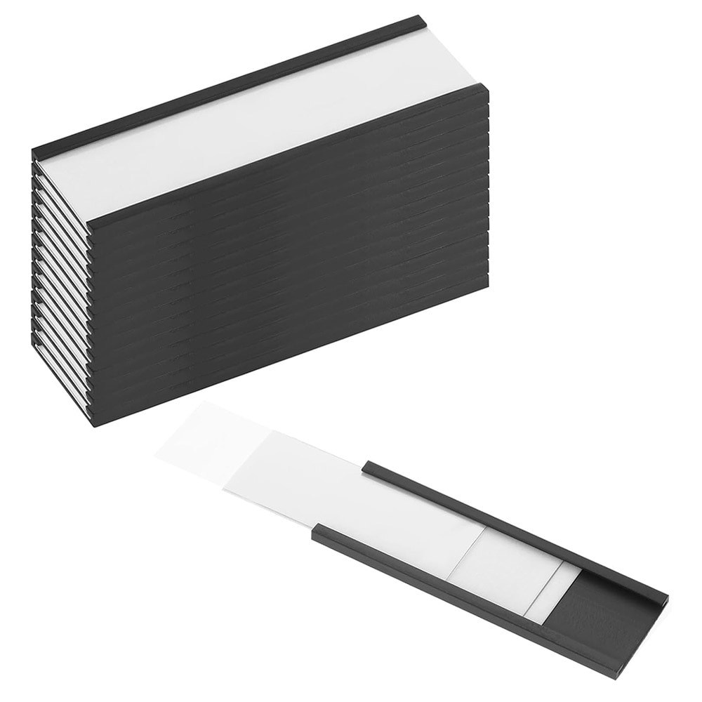 Magnetisk etiketthållare med kortinsats – 100×40 mm, 20-pack