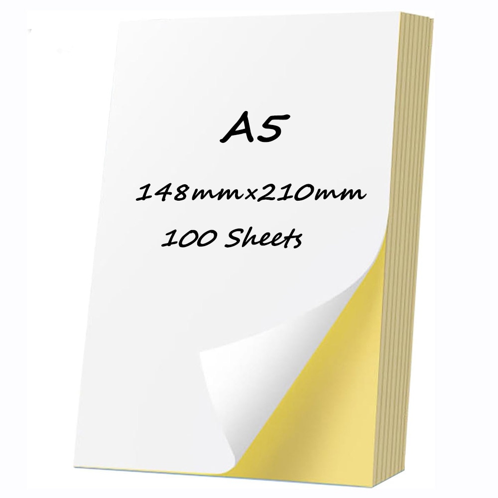 Självhäftande skrivarpapper matt A5 – 100-pack