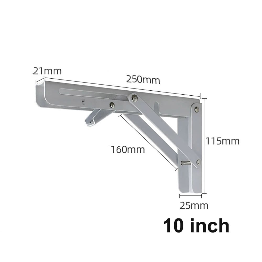 Foldbart beslag 250 x 115 mm - hvidt metal til vægmontering