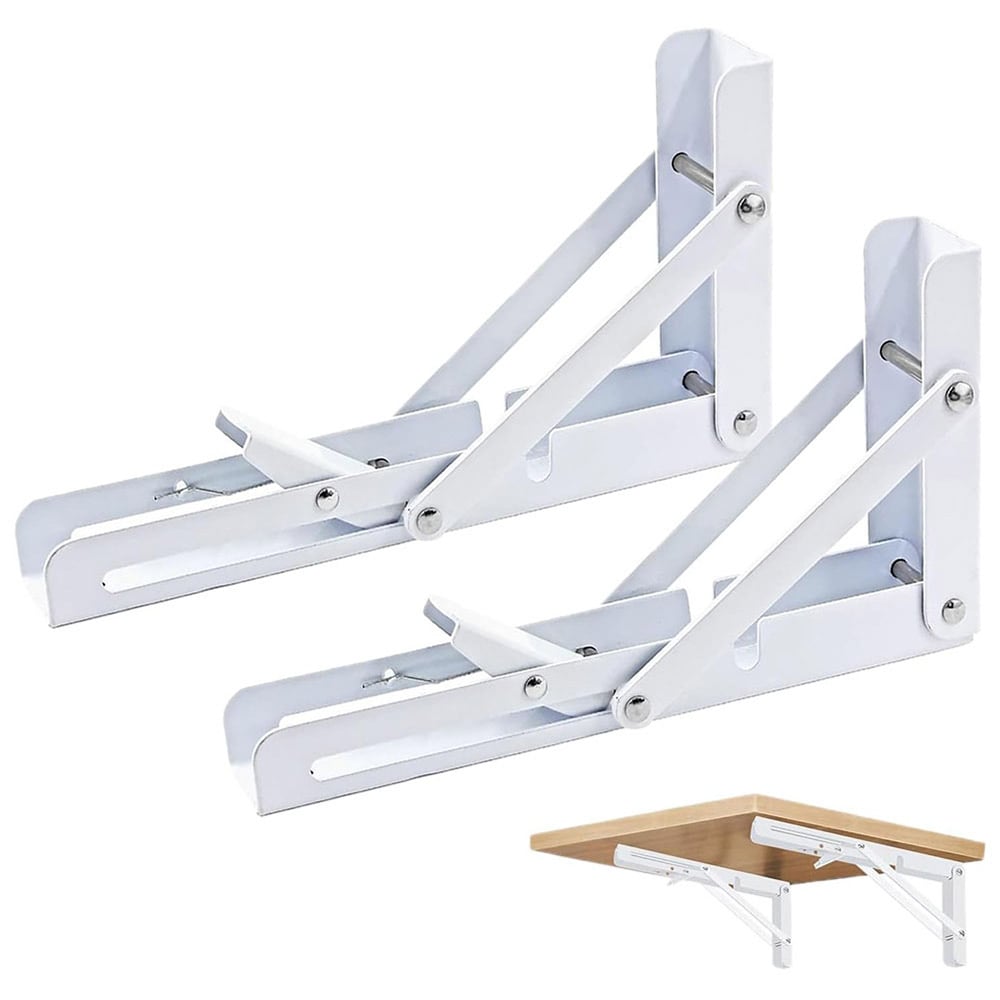 Fällbar konsol 450 x 170 mm – vit metall för väggmontering