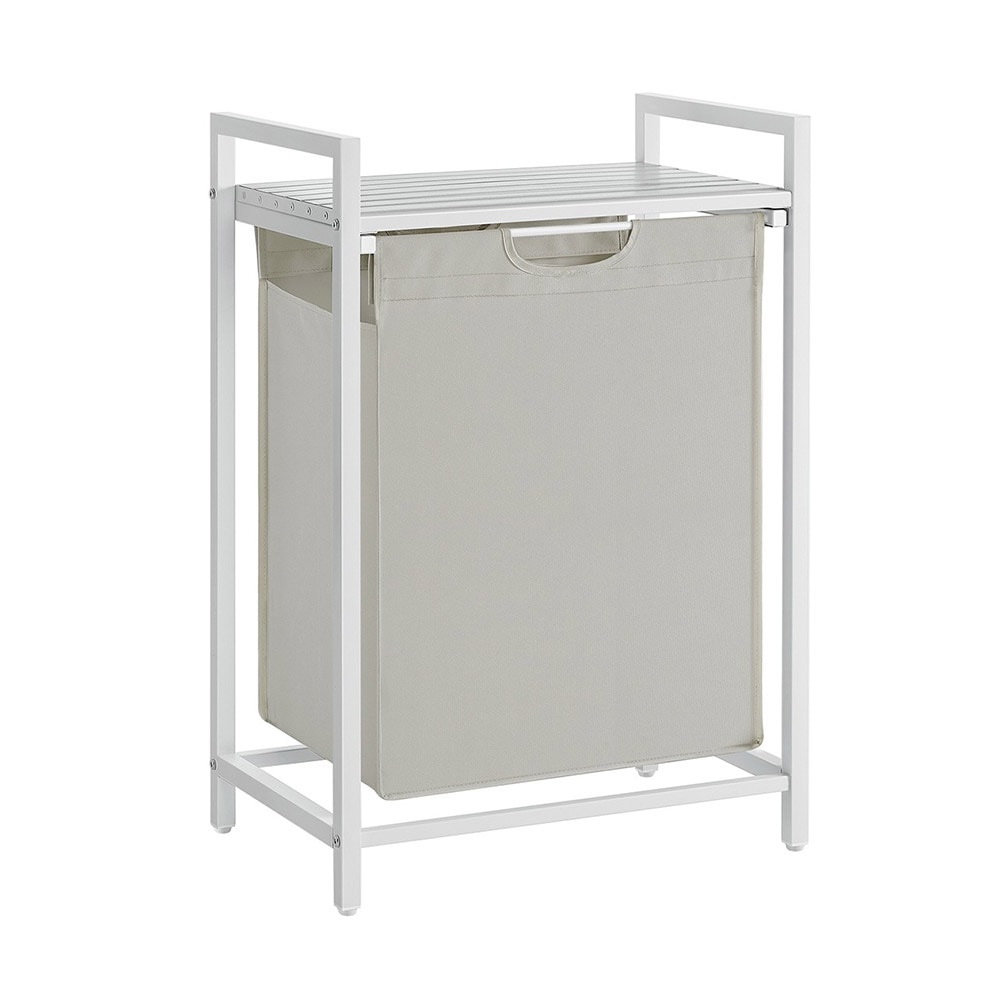 Tvättkorg med utdragbar korg - Vit/Beige