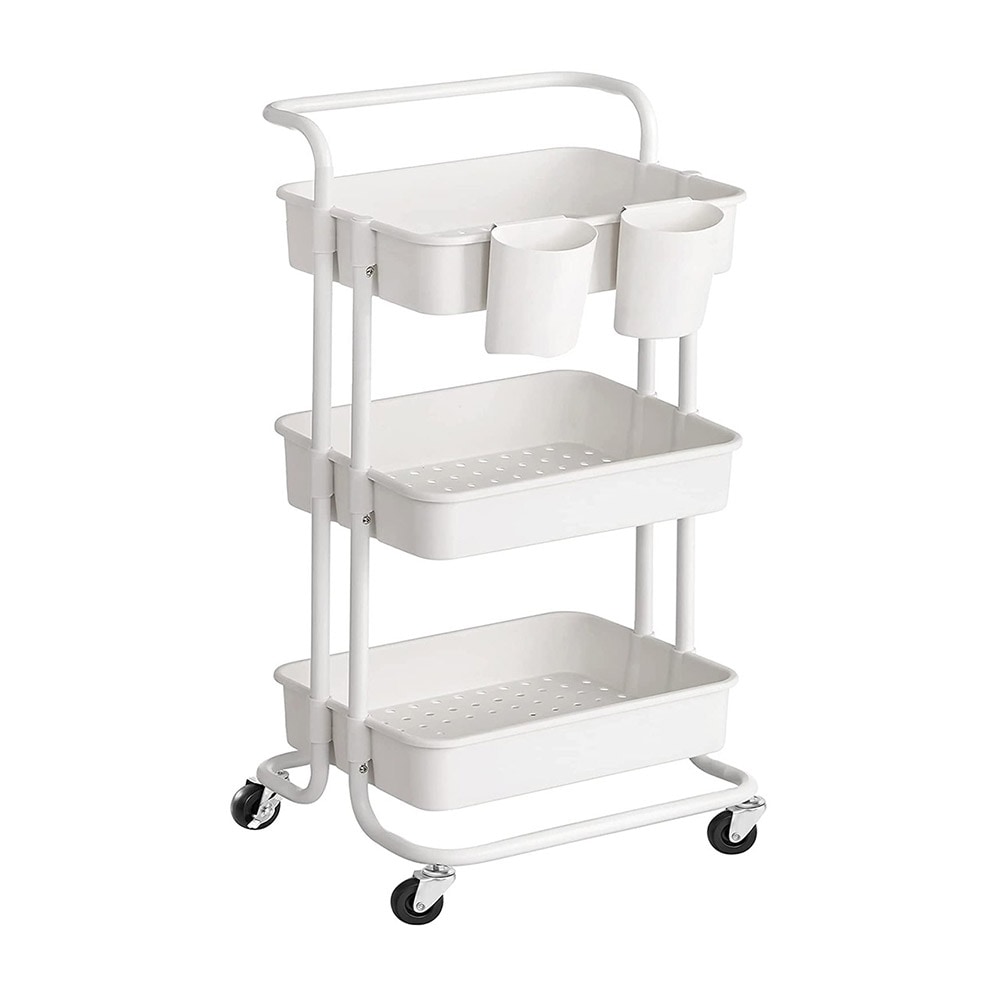 Rullvagn med 3 hyllplan och 2 korgar