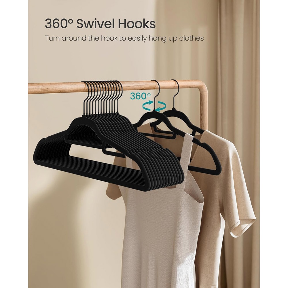 Halkfria och smala sammetsgalgar - 50 pack - Svart