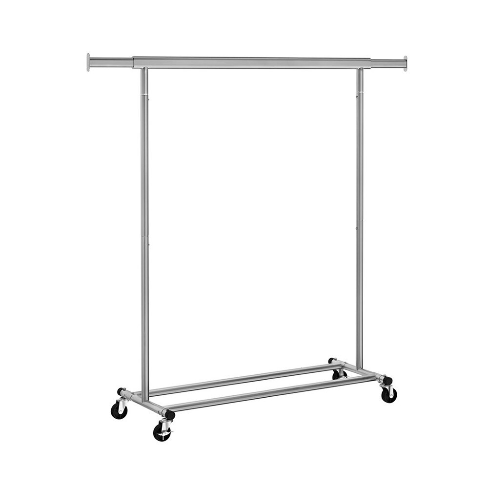 Klädställ på hjul med utdragbar hängskena - Silver
