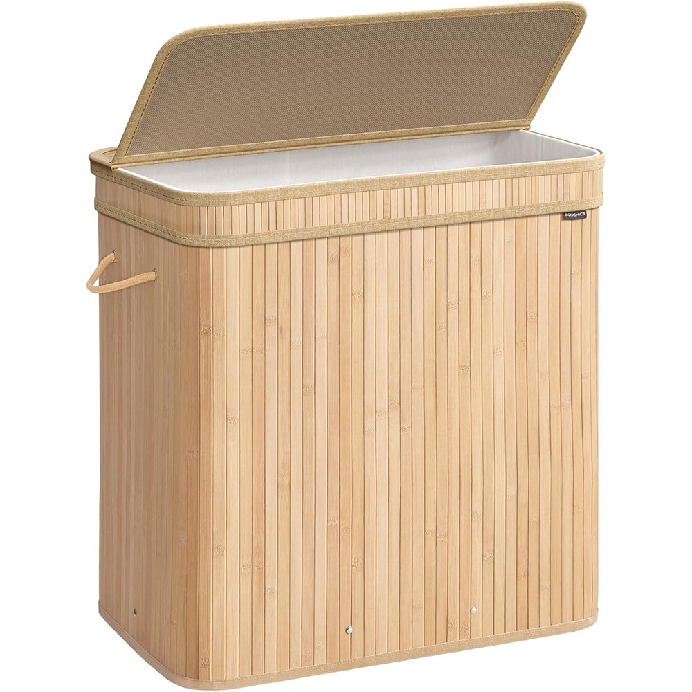 Tvättkorg med lock och bärhandtag 150L - Bambu