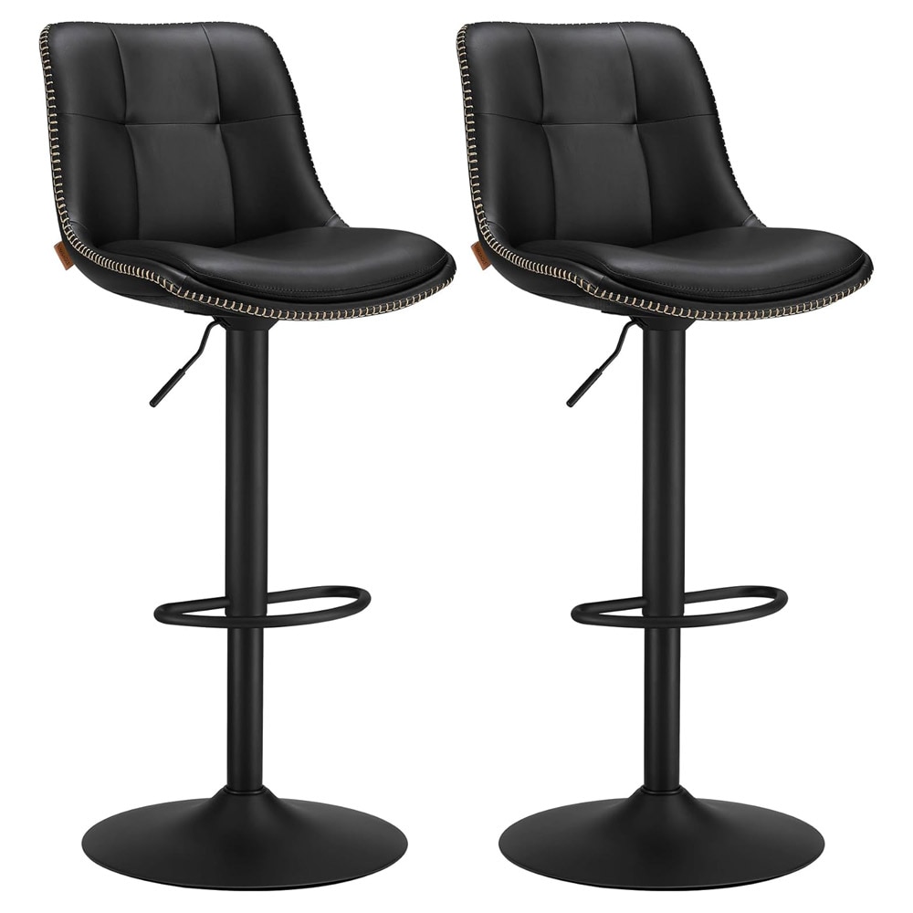 Justerbar Barstol med fotstöd 2-pack - Svart