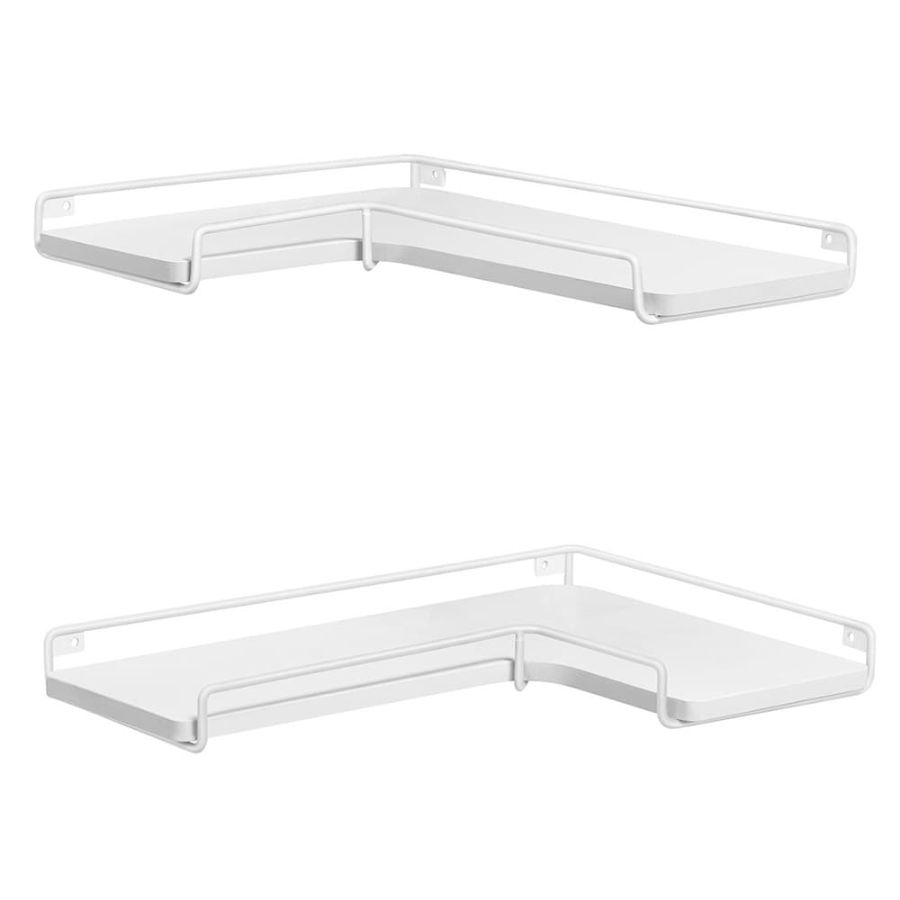 Hörnhylla 2-pack i L-form för väggmontering - Vit