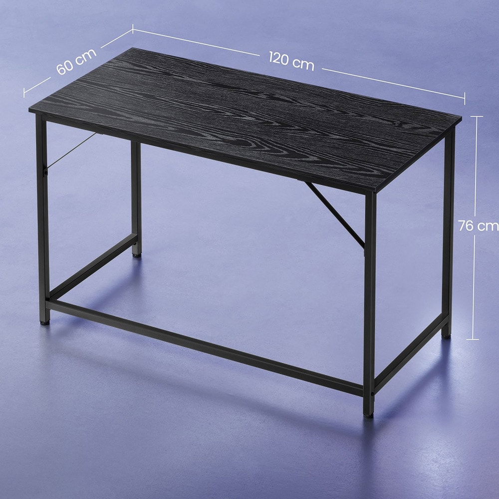Stabilt skrivbord i svart med metallram – 120 x 60 x 75 cm