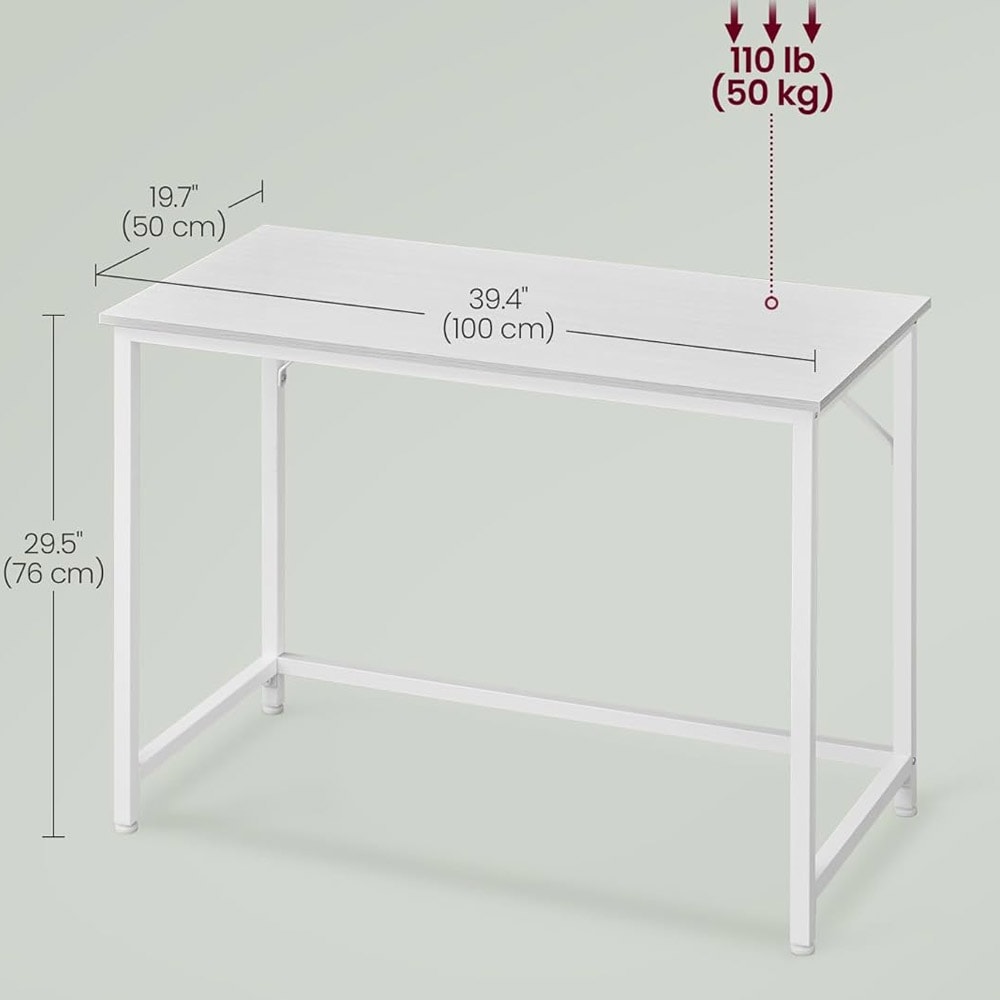 Vitt skrivbord med metallram – 100 x 50 x 76 cm